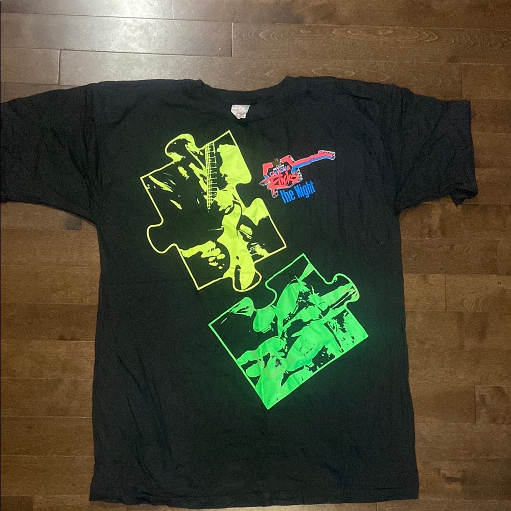 Vintage Black mole on Canadian Graphic T-Shirt with Neon Puzzle Design